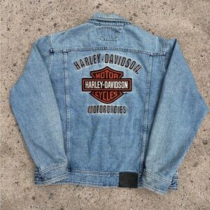 Vintage Harley Davidson Graphic Denim Trucker Jacket
